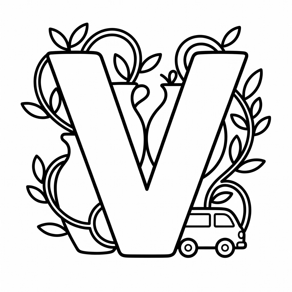 Letter V coloring page