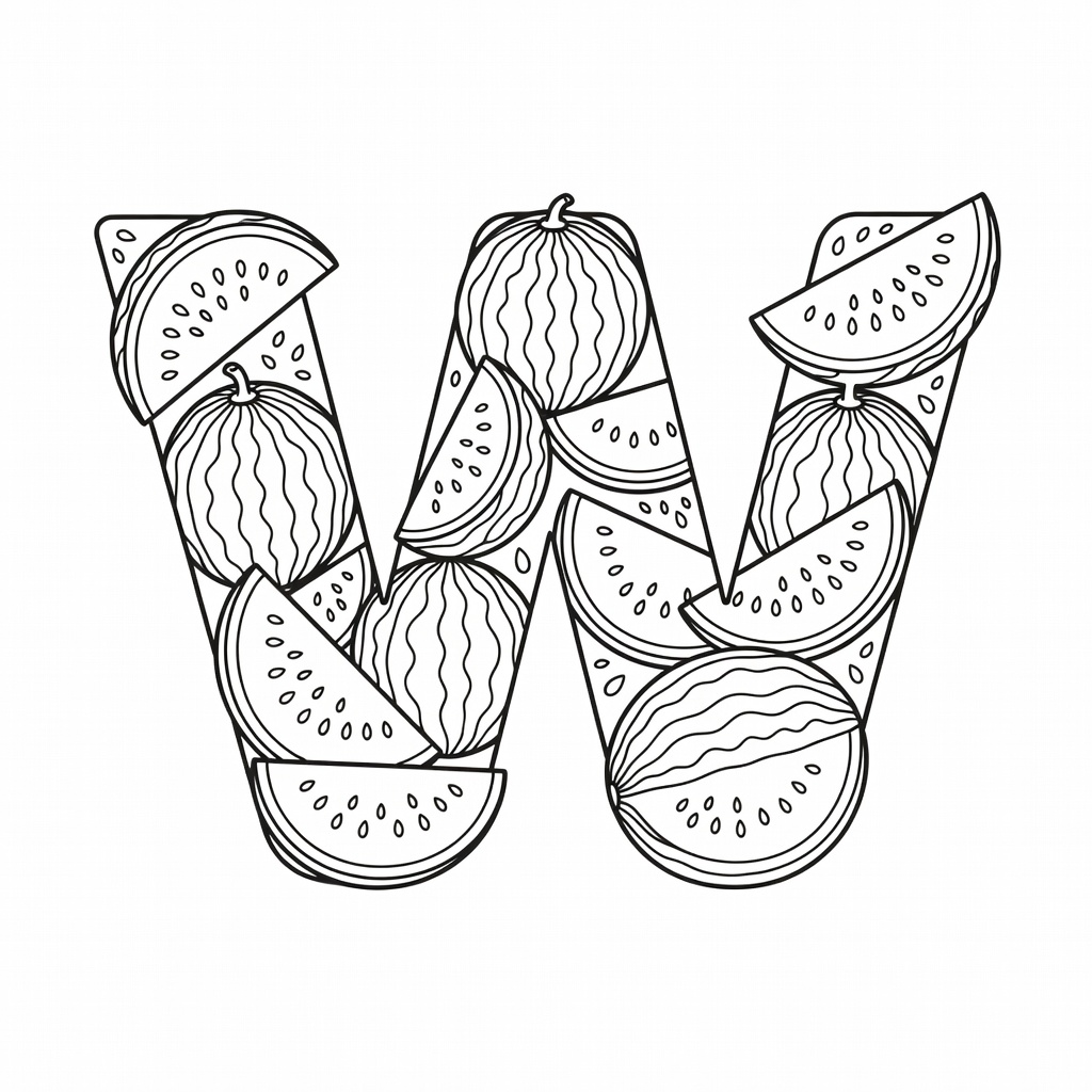 Letter W coloring page