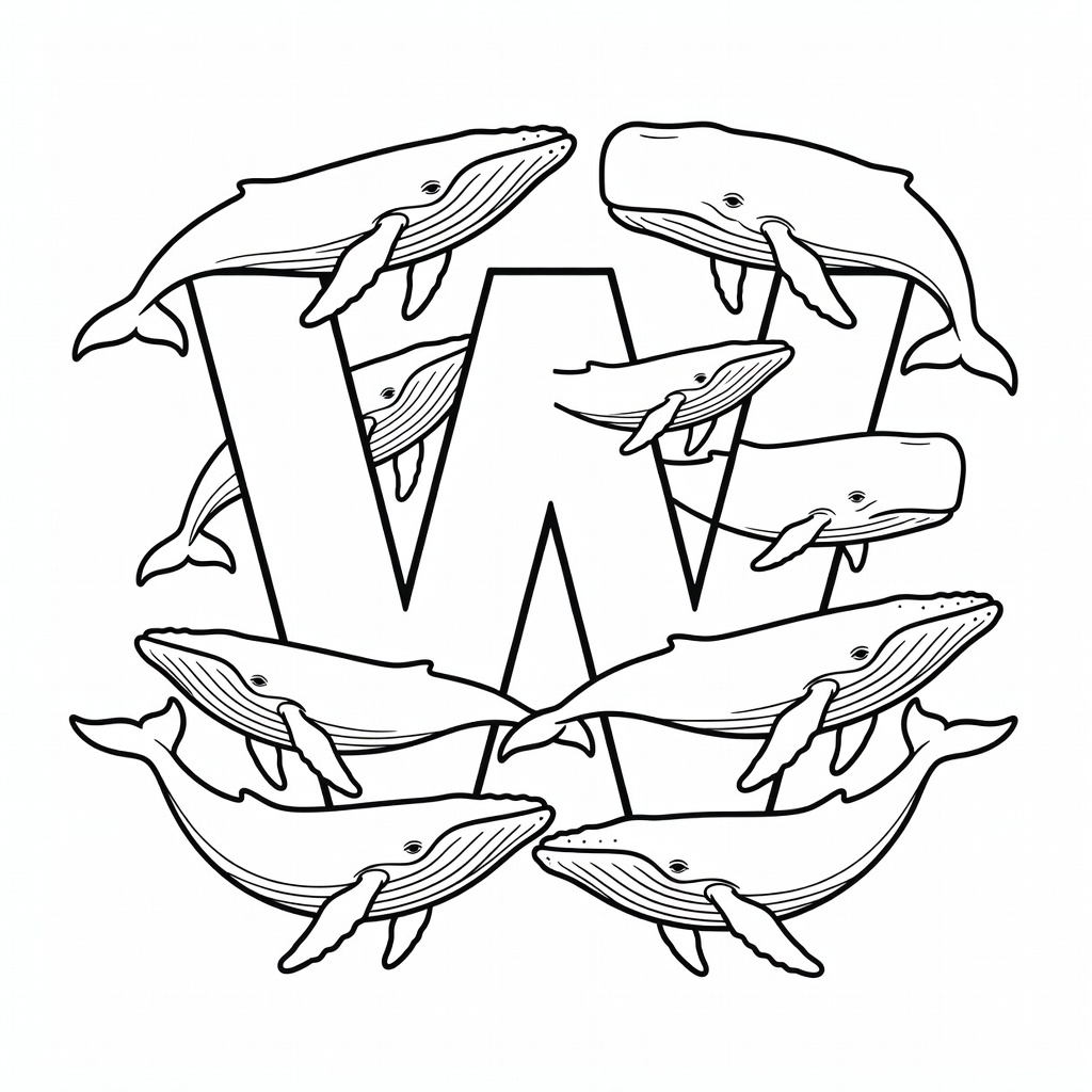 Letter W coloring page