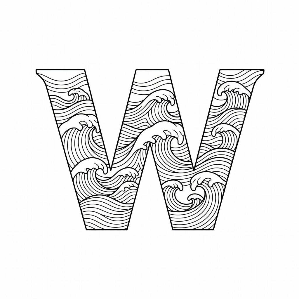 Letter W coloring page