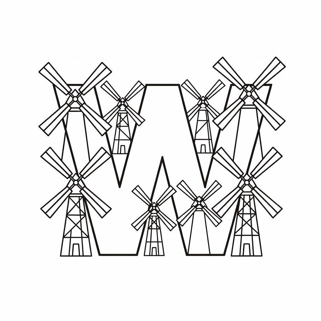 Letter W coloring page