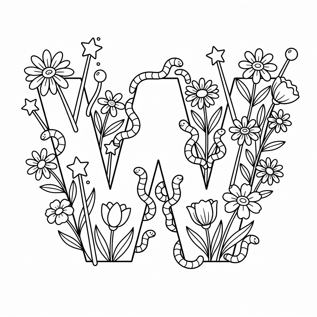 Letter W coloring page