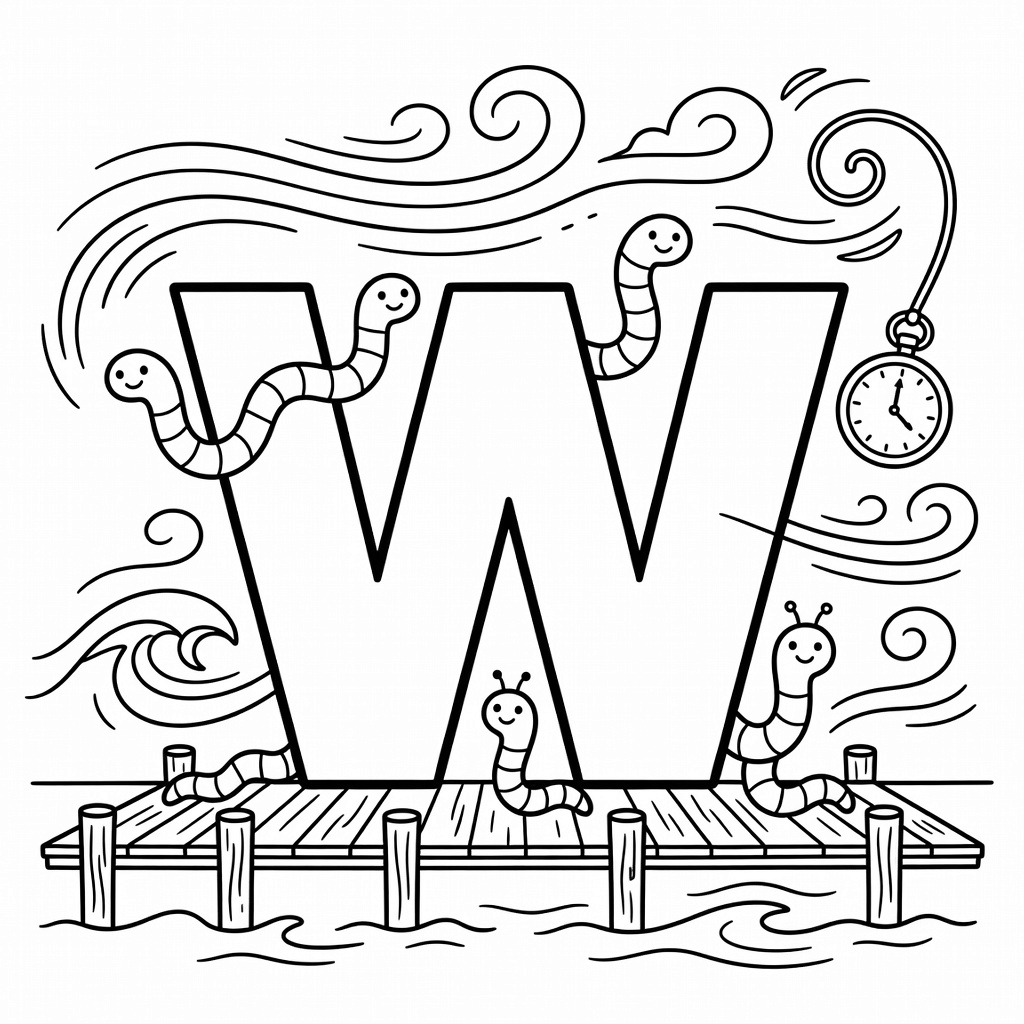 Letter W coloring page