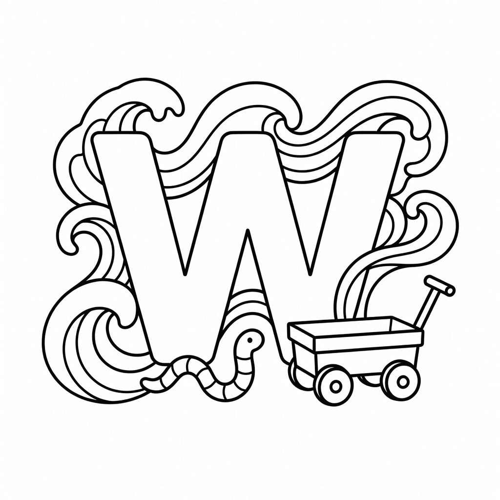 Letter W coloring page
