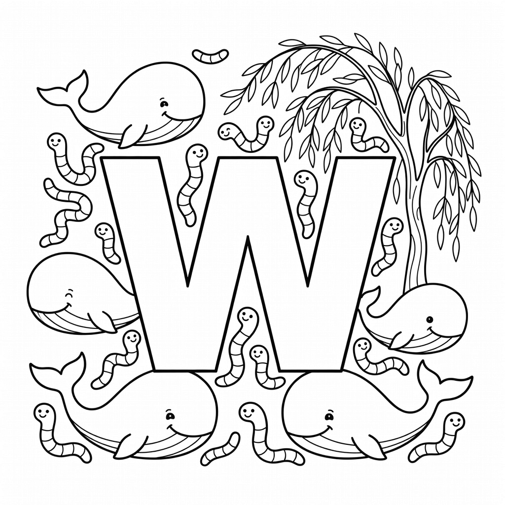 Letter W coloring page