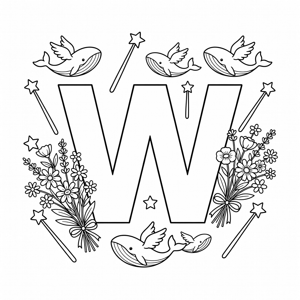 Letter W coloring page