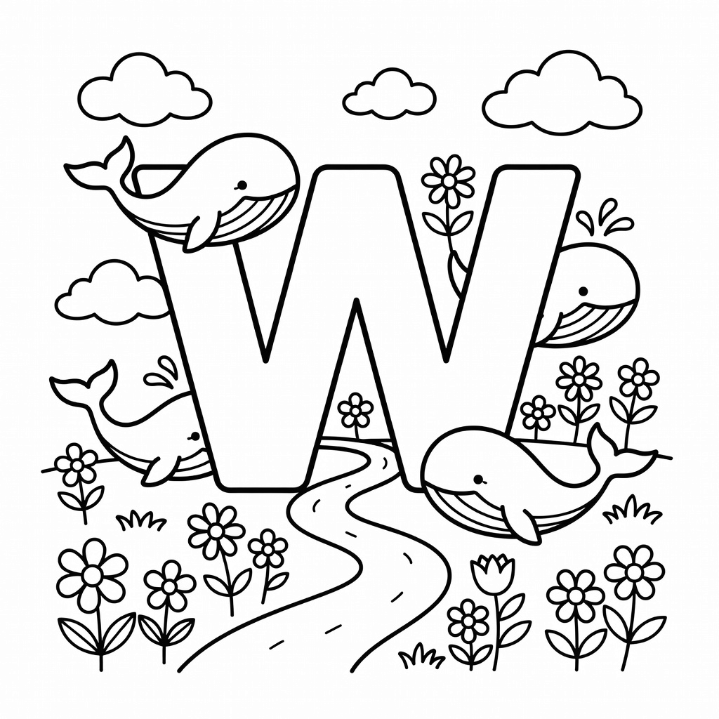 Letter W coloring page