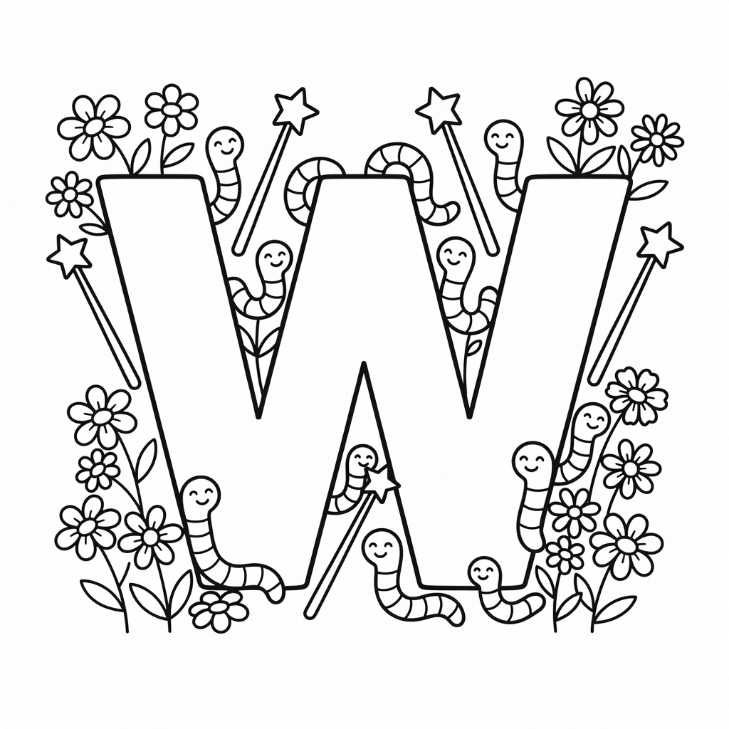 Letter W coloring page