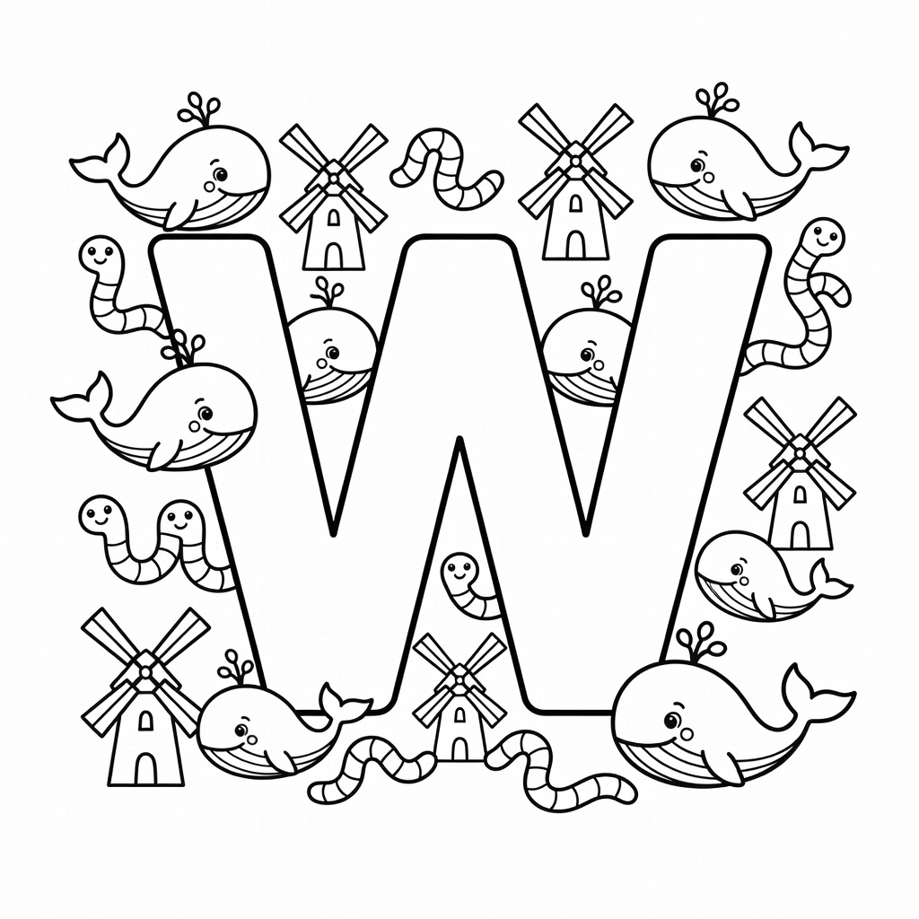 Letter W coloring page