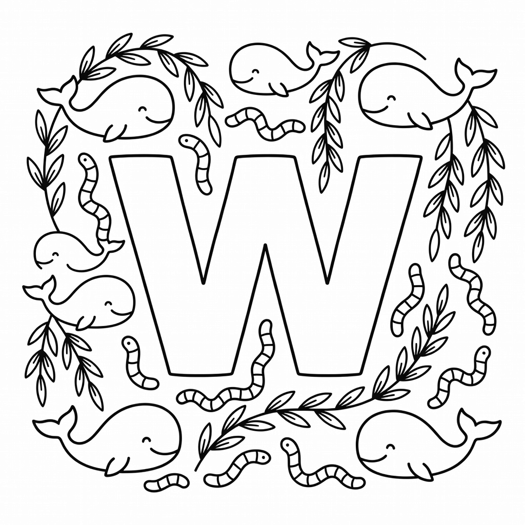 Letter W coloring page