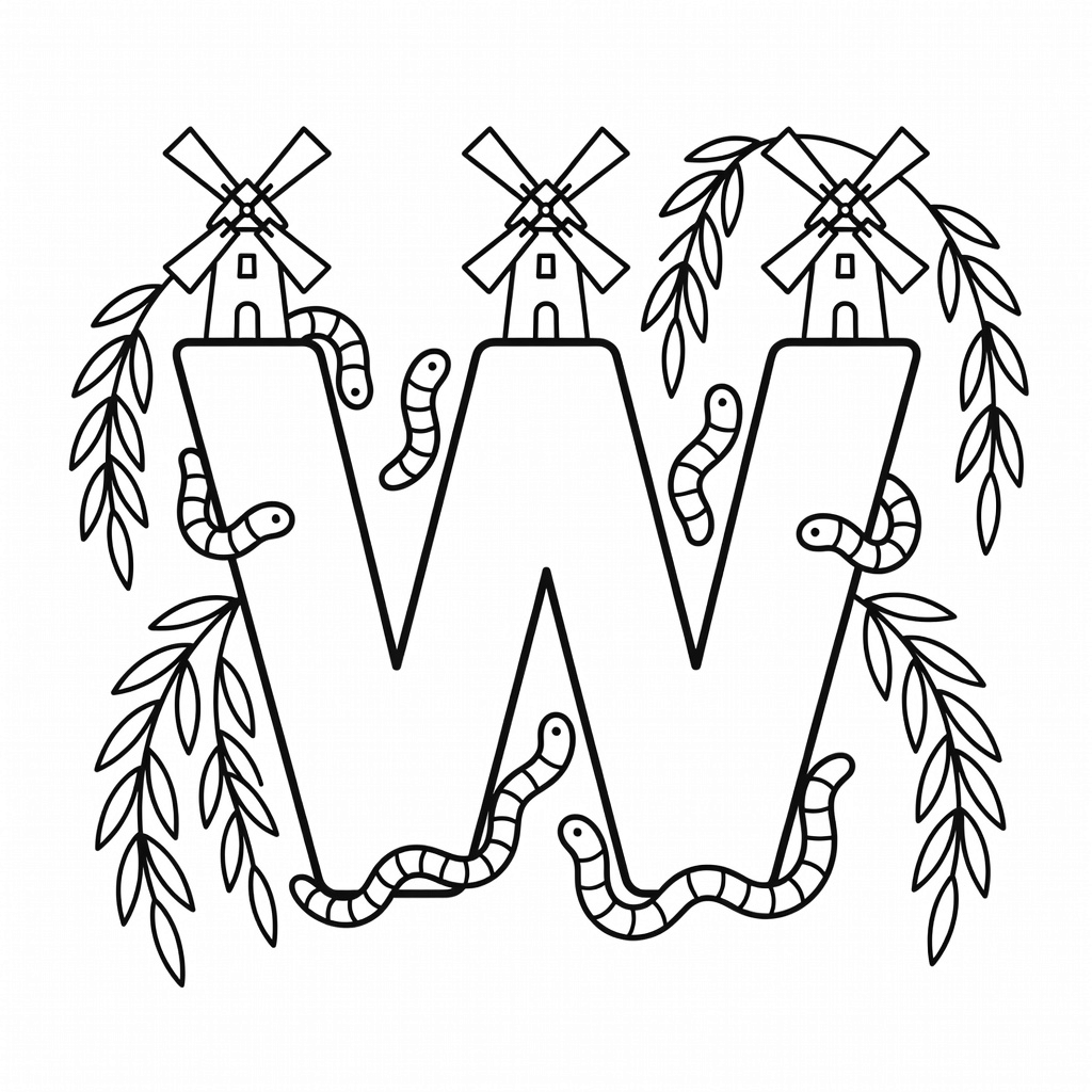 Letter W coloring page