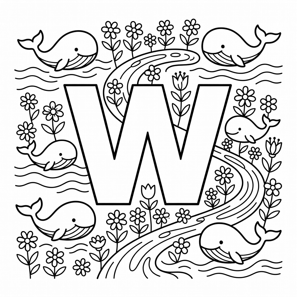 Letter W coloring page