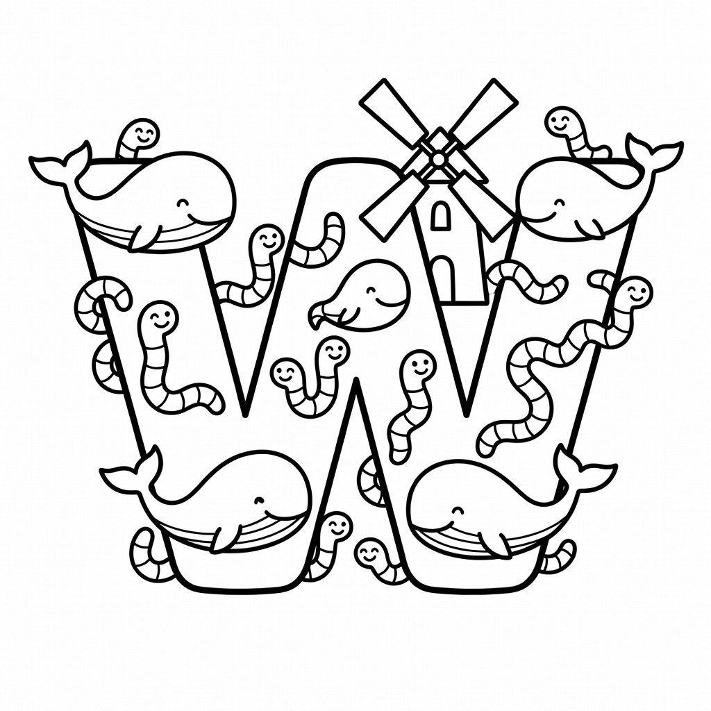 Letter W coloring page