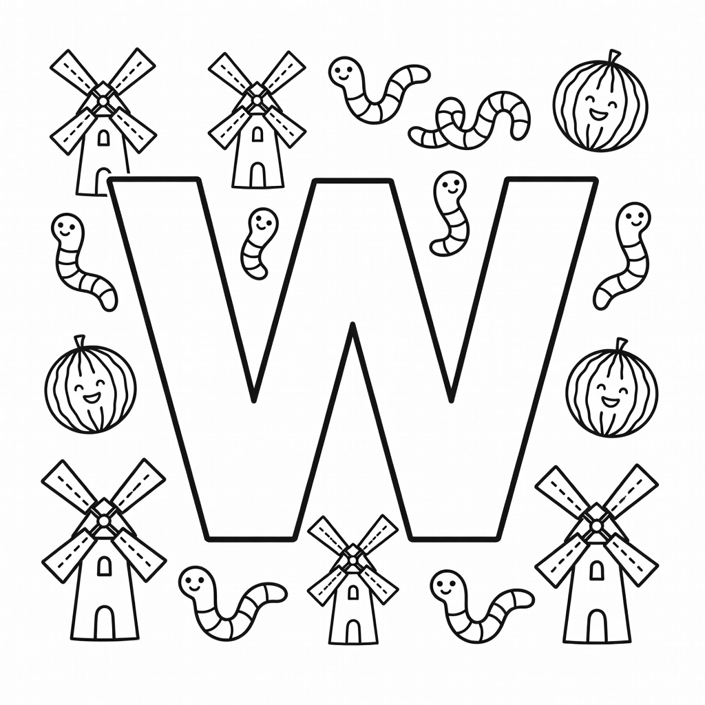 Letter W coloring page