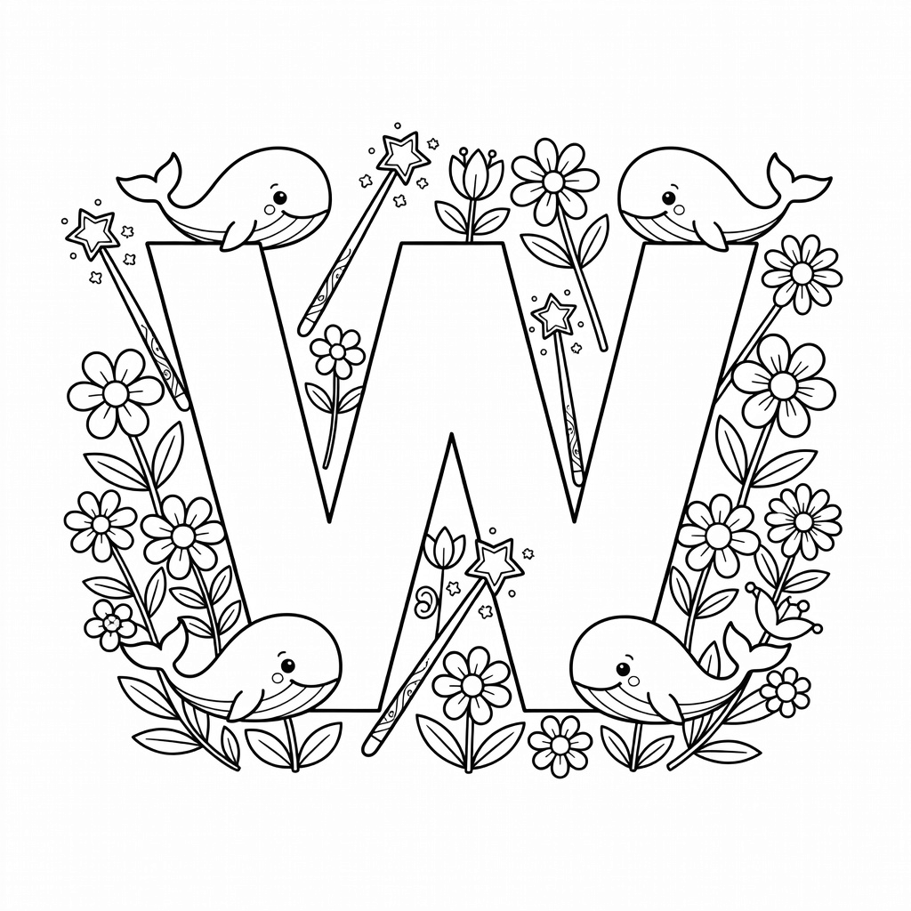 Letter W coloring page