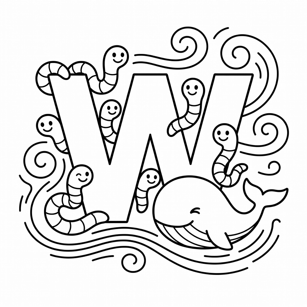 Letter W coloring page