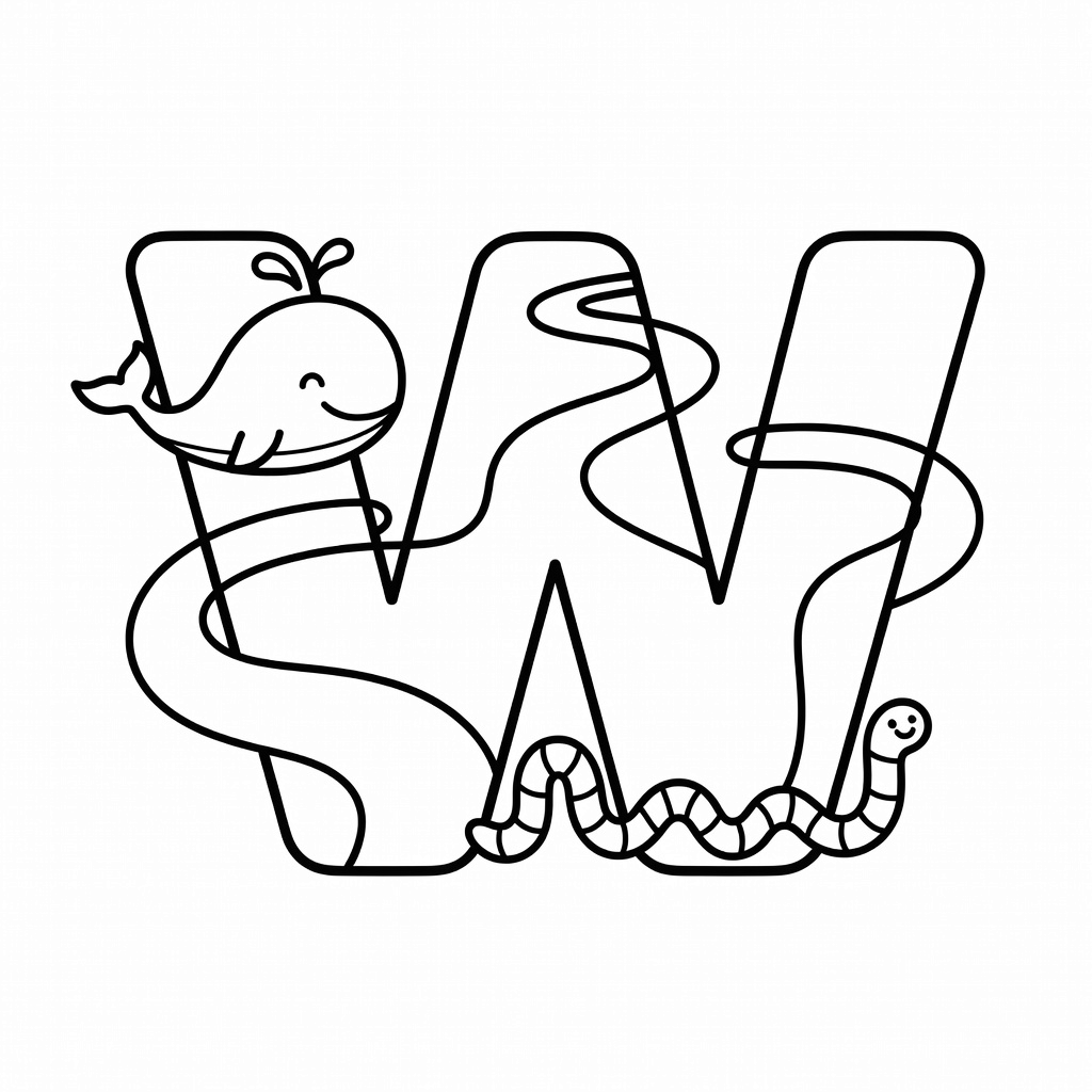 Letter W coloring page