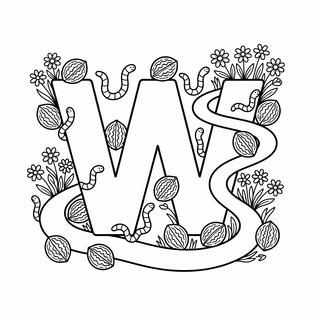 Letter W coloring page