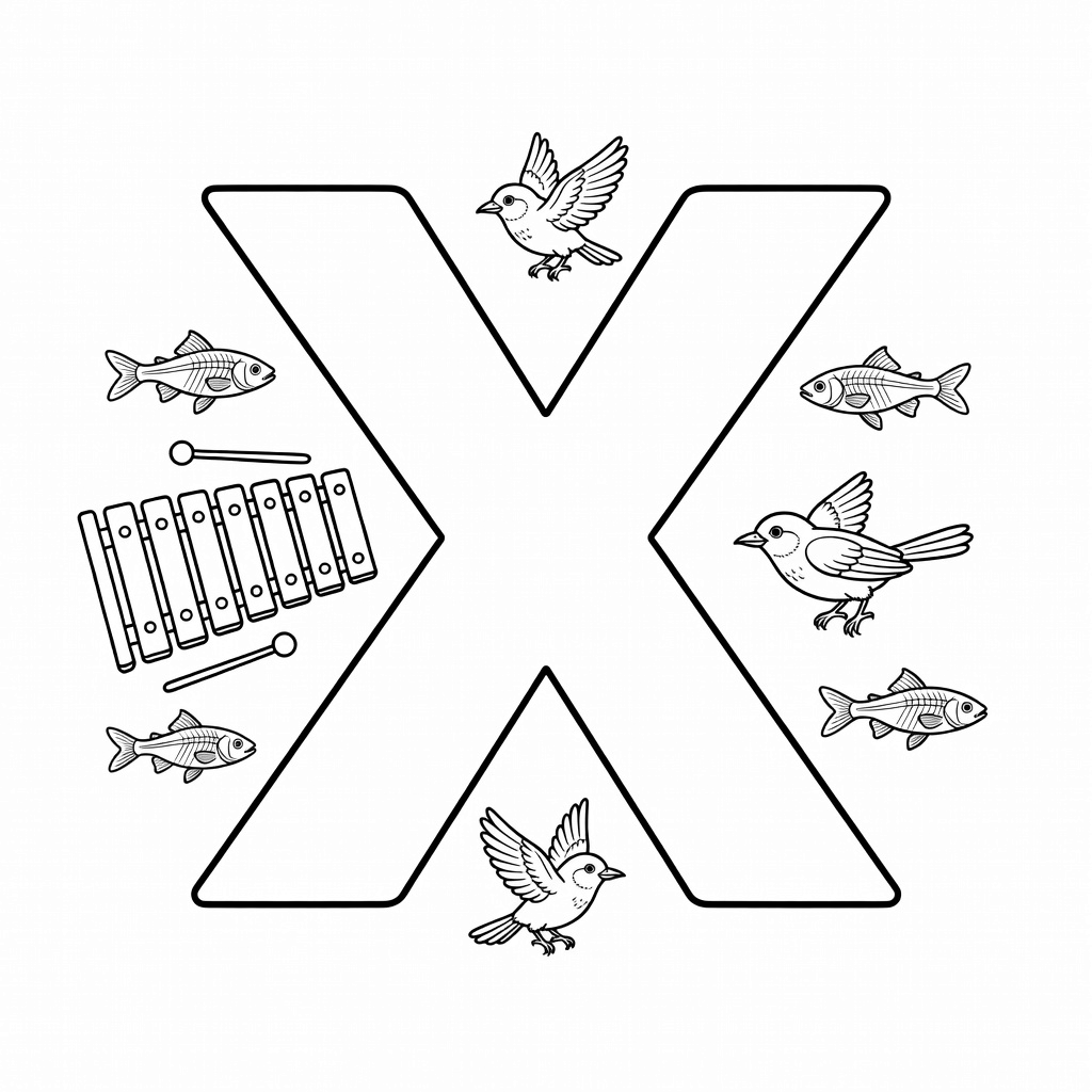 Letter X coloring page
