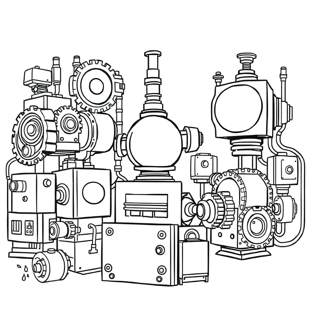 Machines coloring page