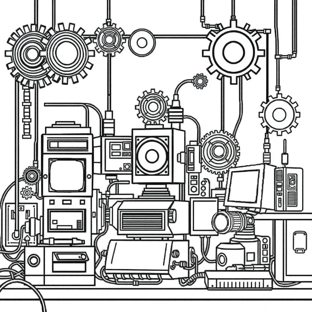 Machines coloring page