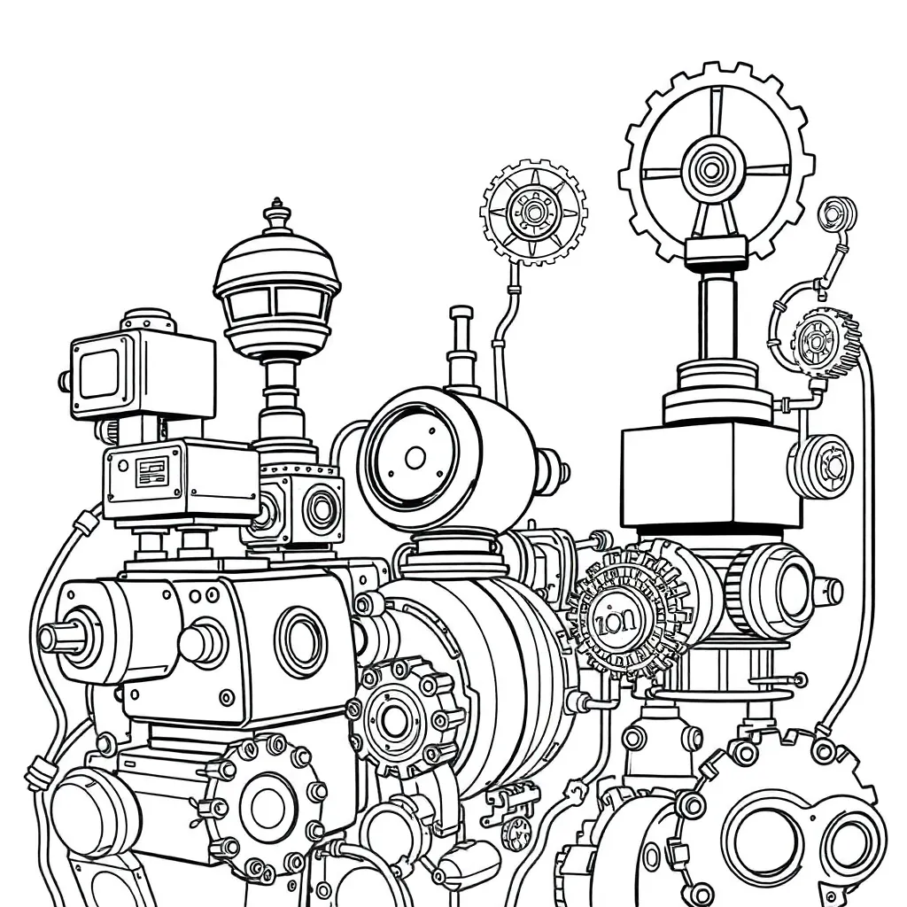 Machines coloring page