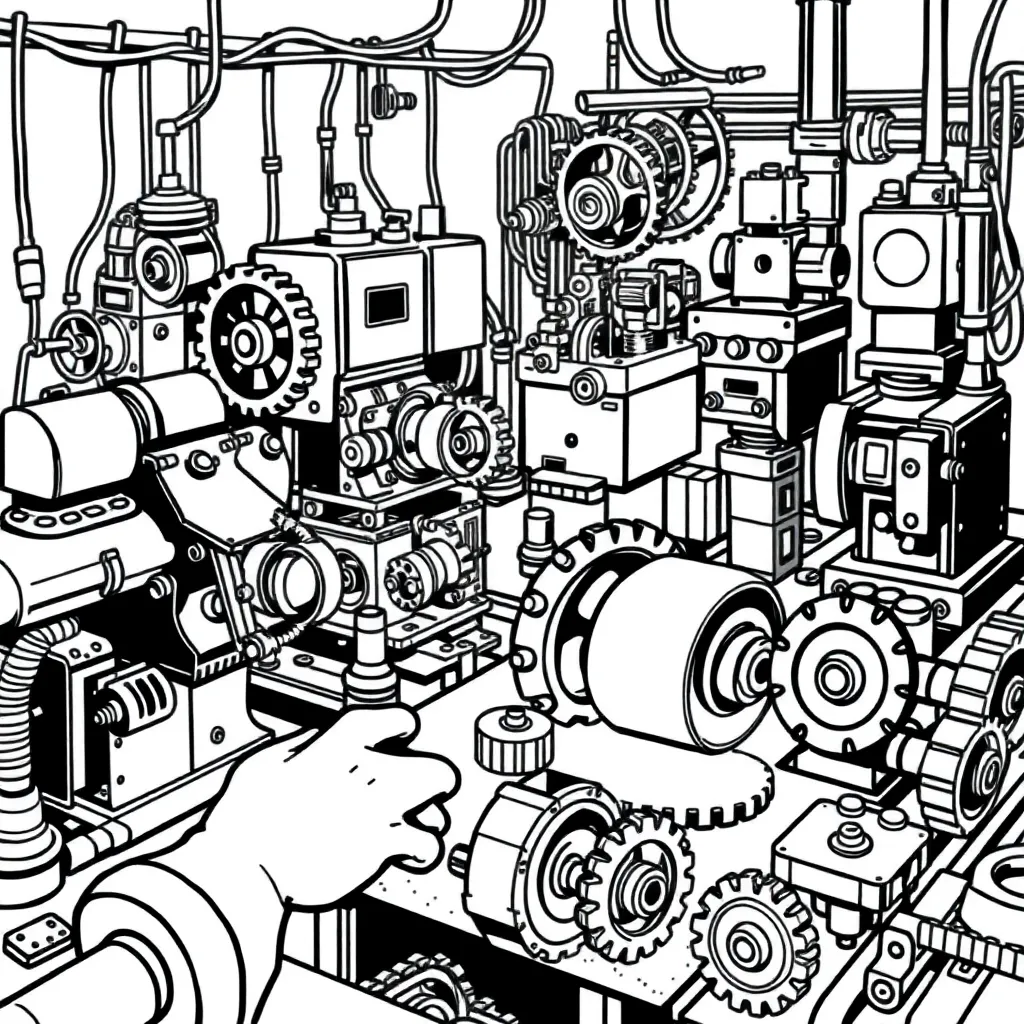 Machines coloring page
