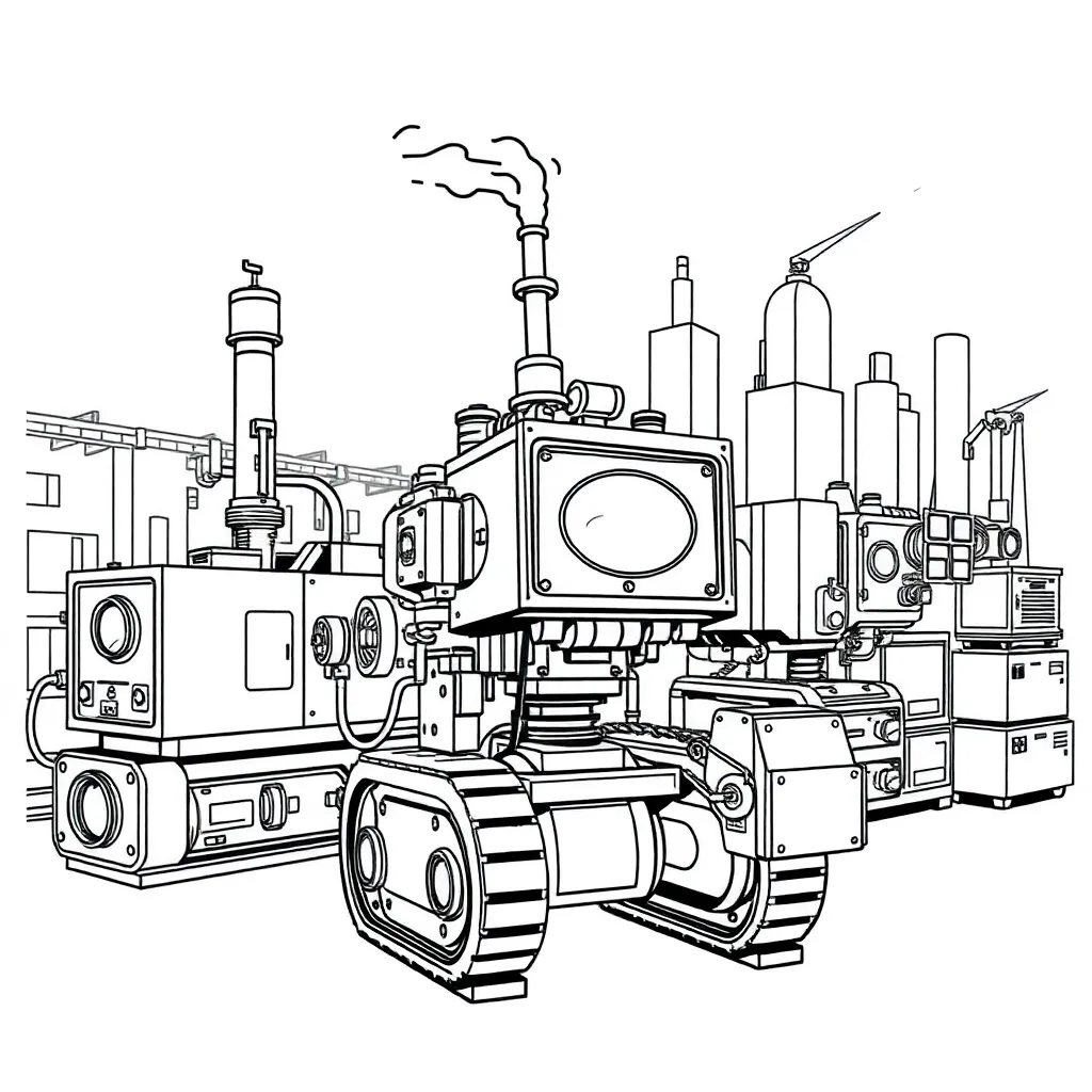 Machines coloring page