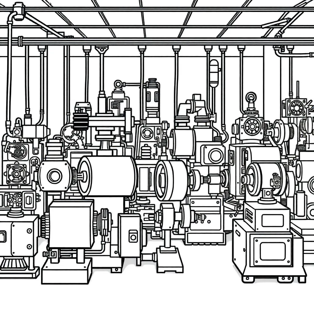 Machines coloring page