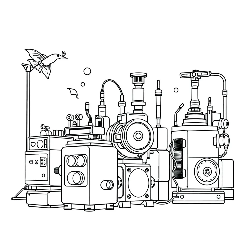 Machines coloring page
