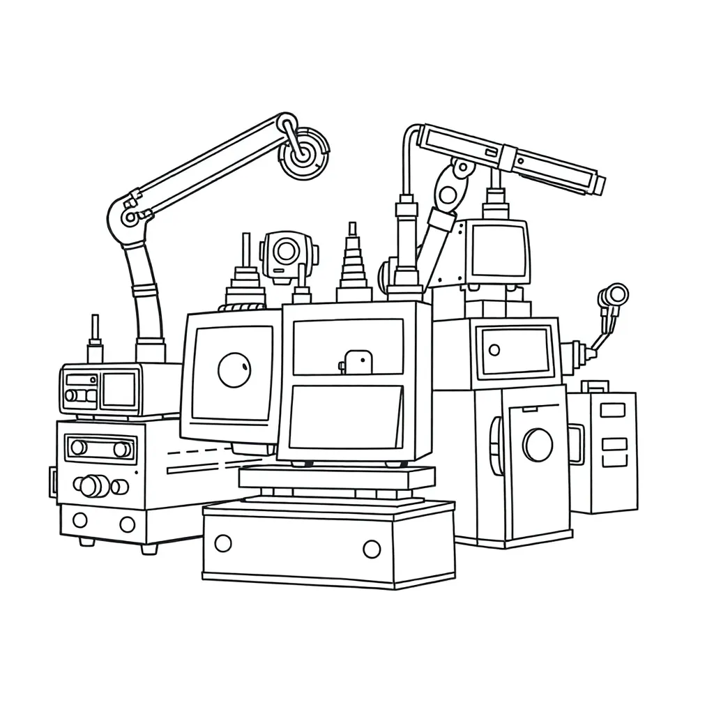 Machines coloring page