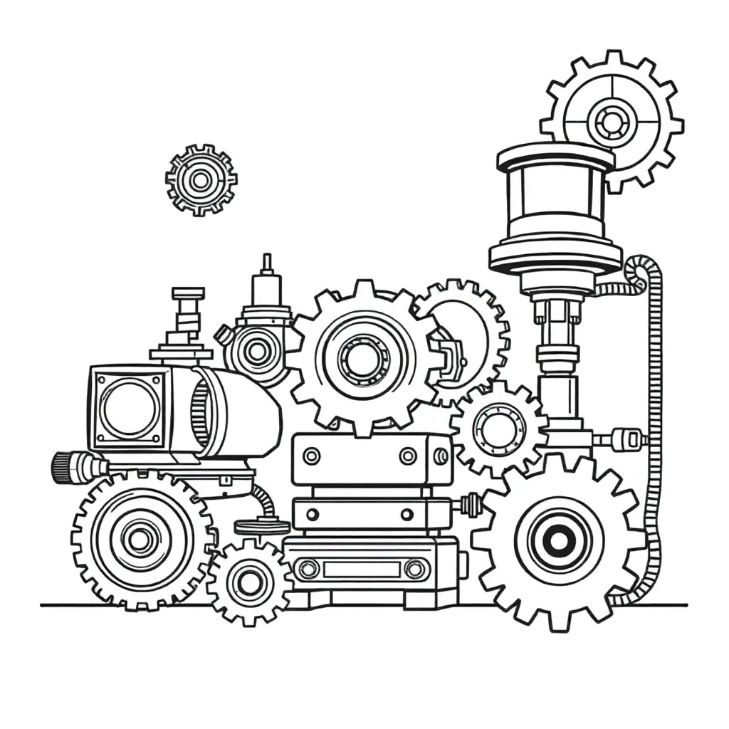 Machines coloring page