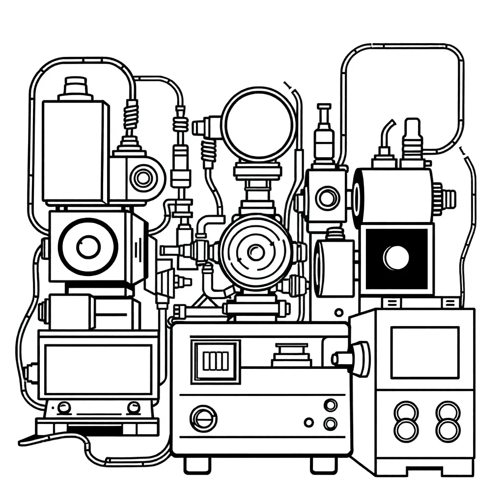Machines coloring page