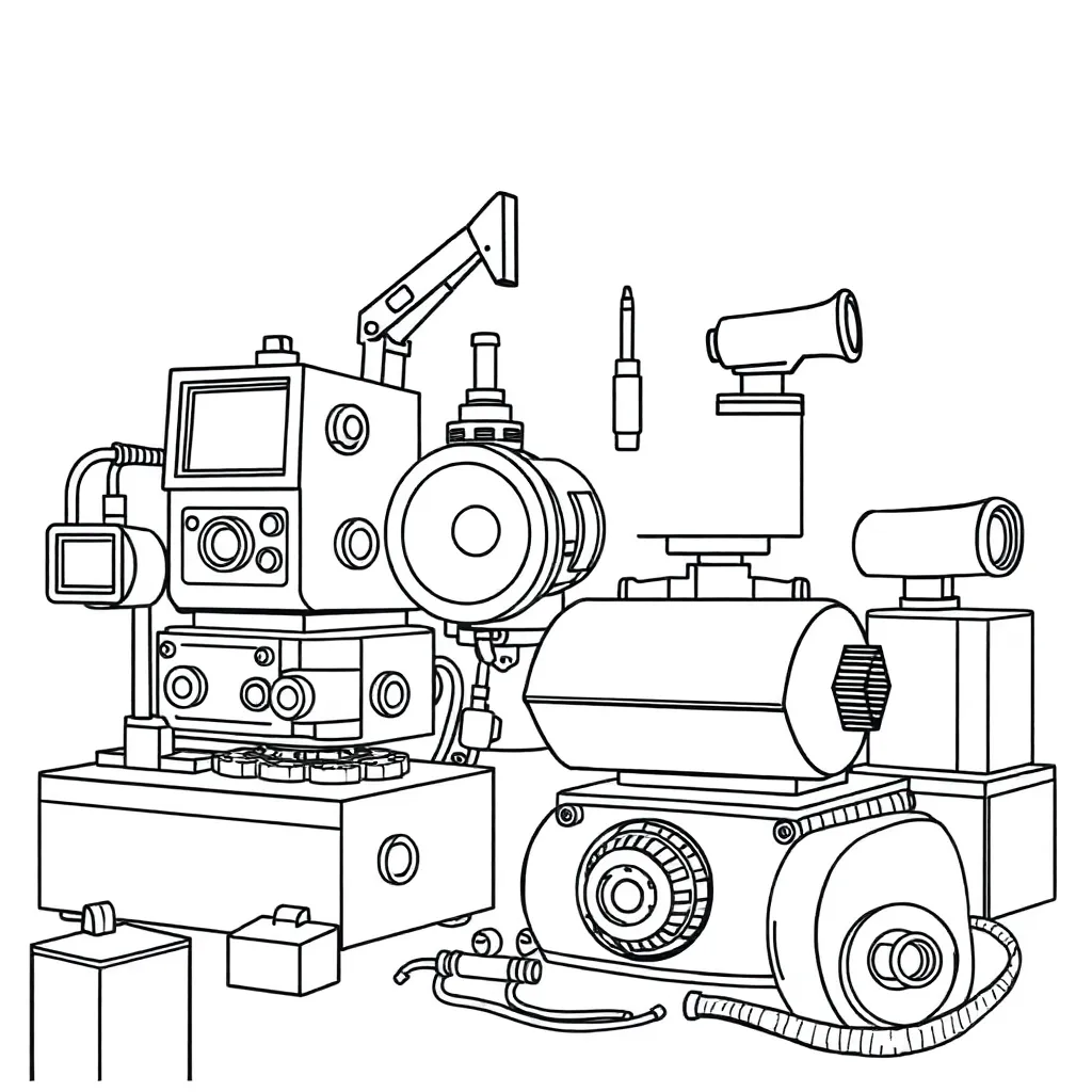 Machines coloring page