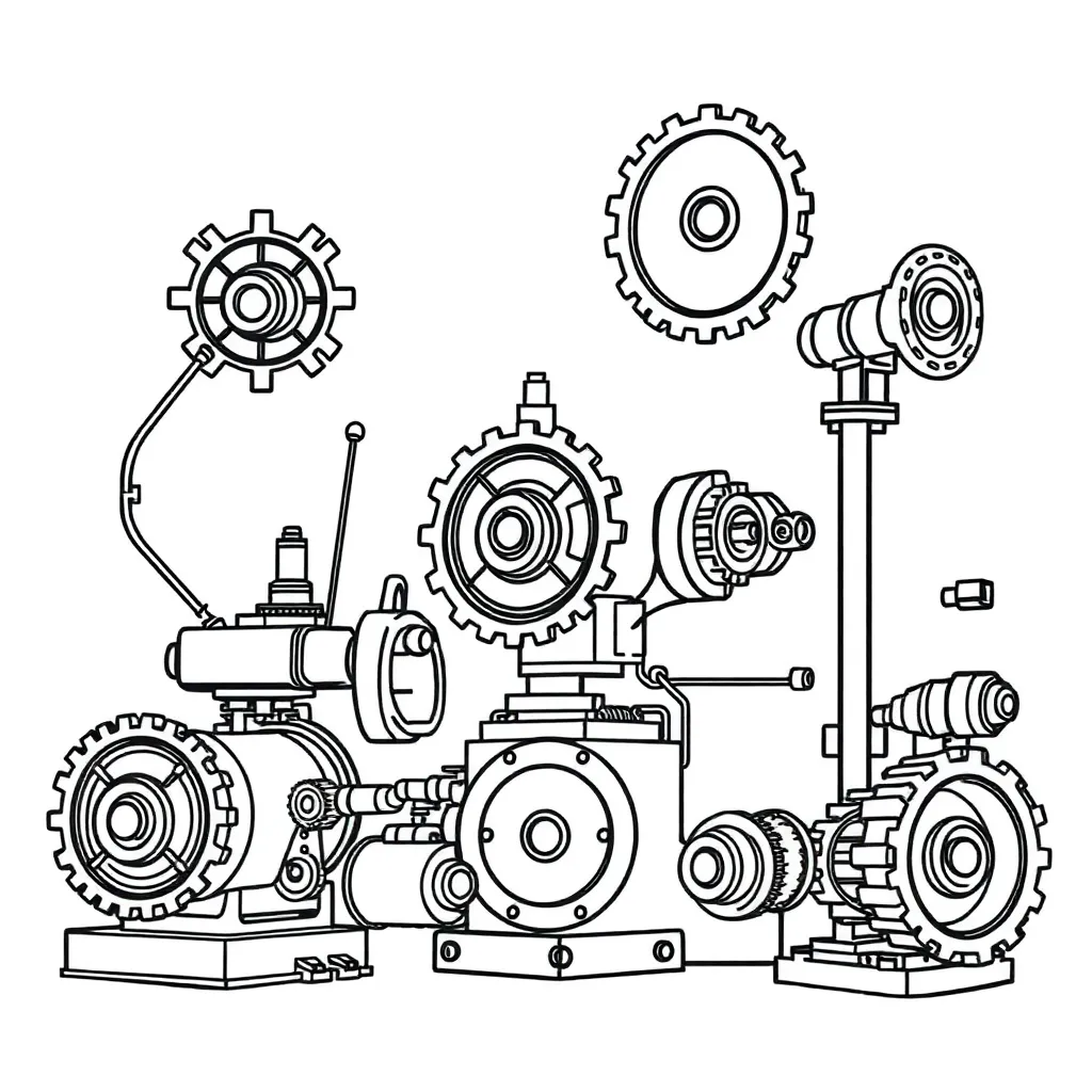 Machines coloring page