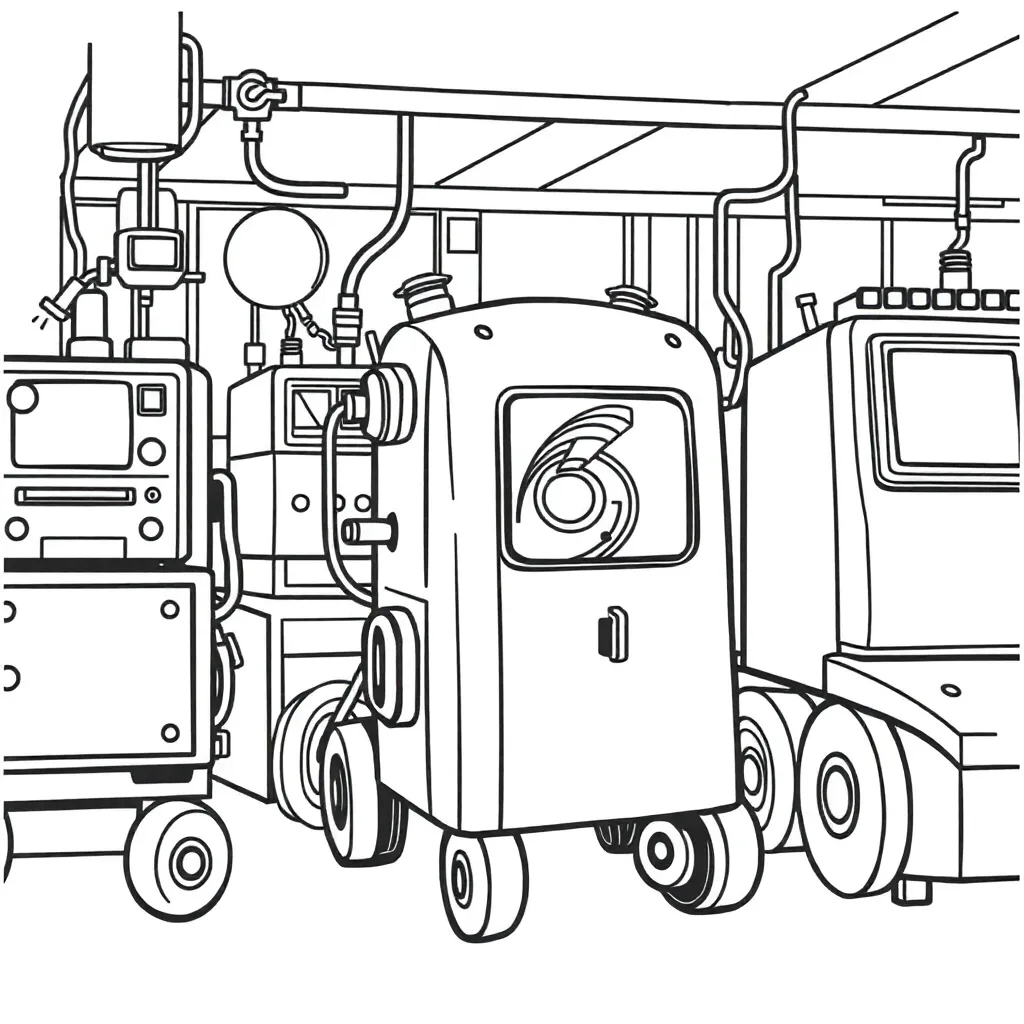Machines coloring page