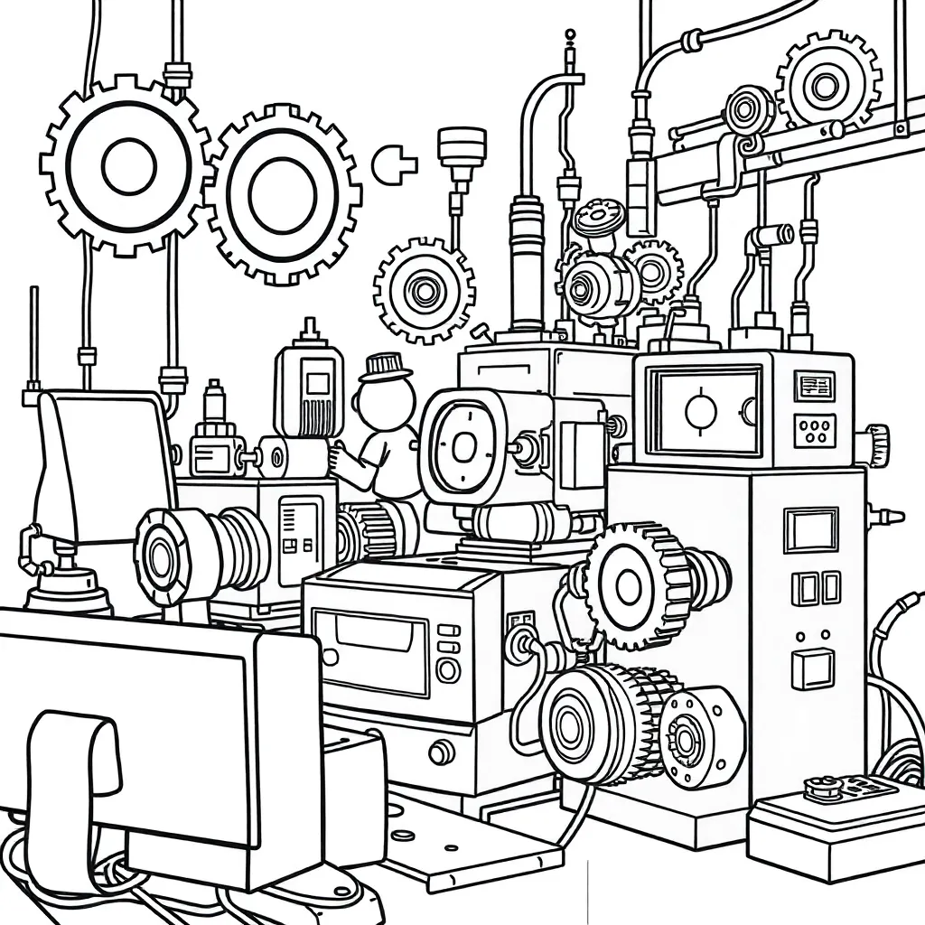 Machines coloring page