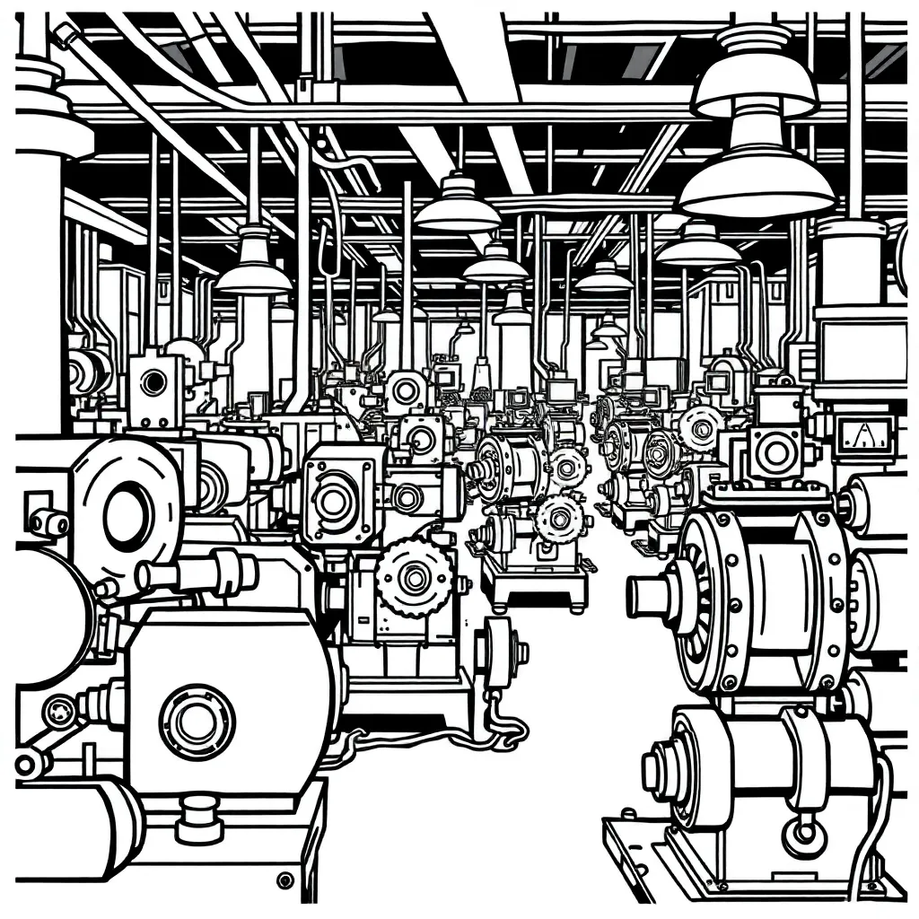 Machines coloring page