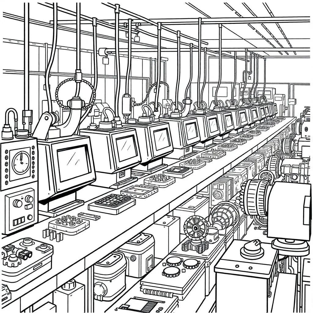 Machines coloring page
