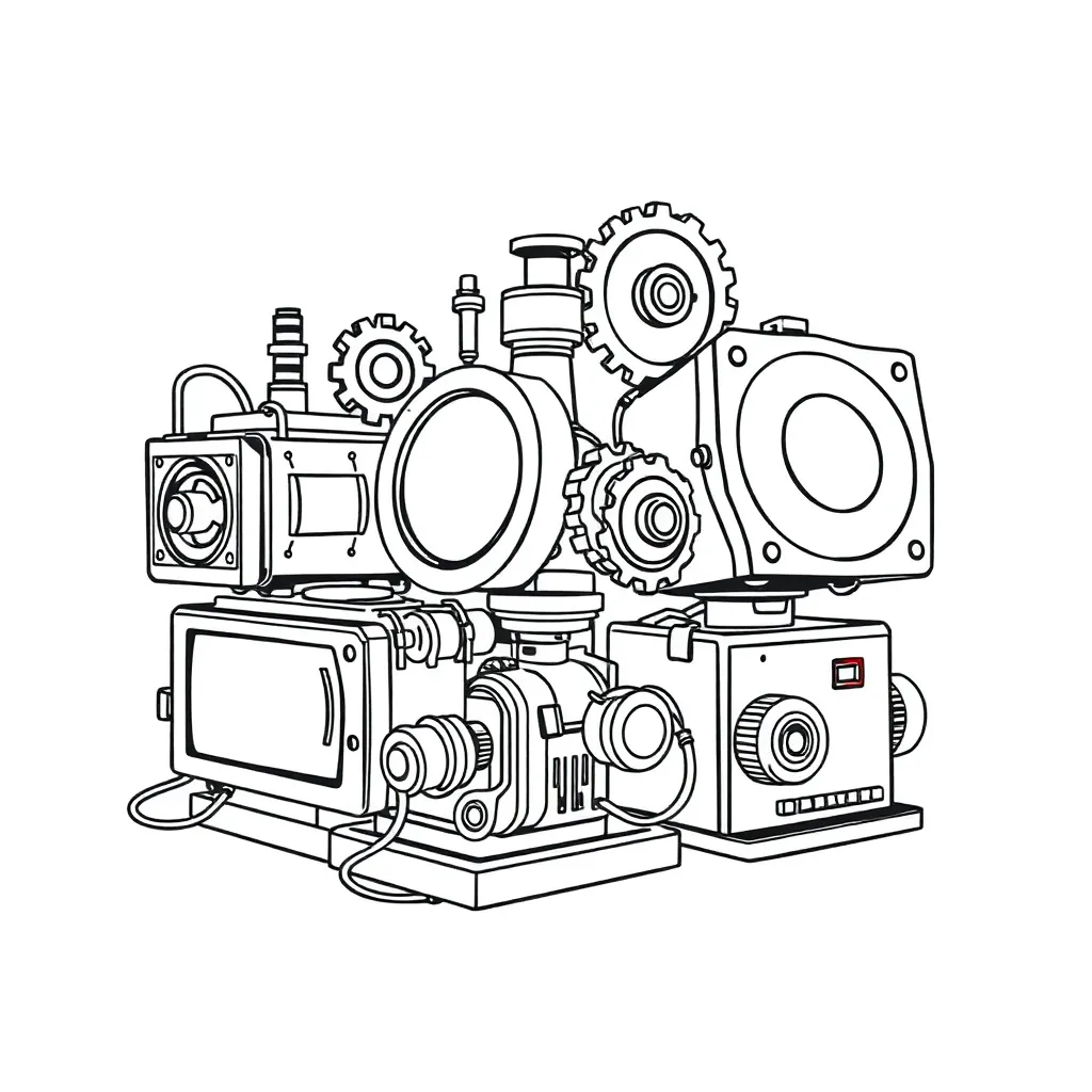 Machines coloring page