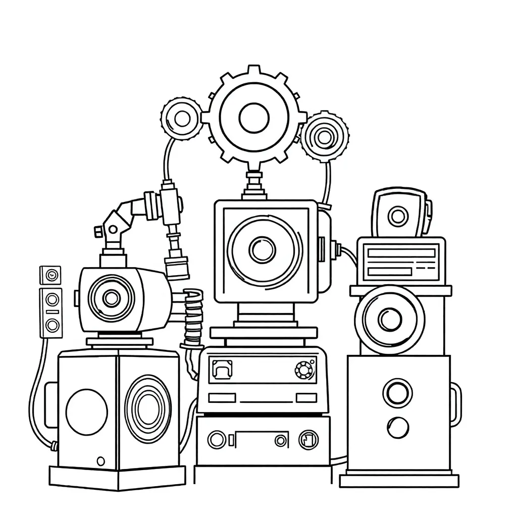 Machines coloring page