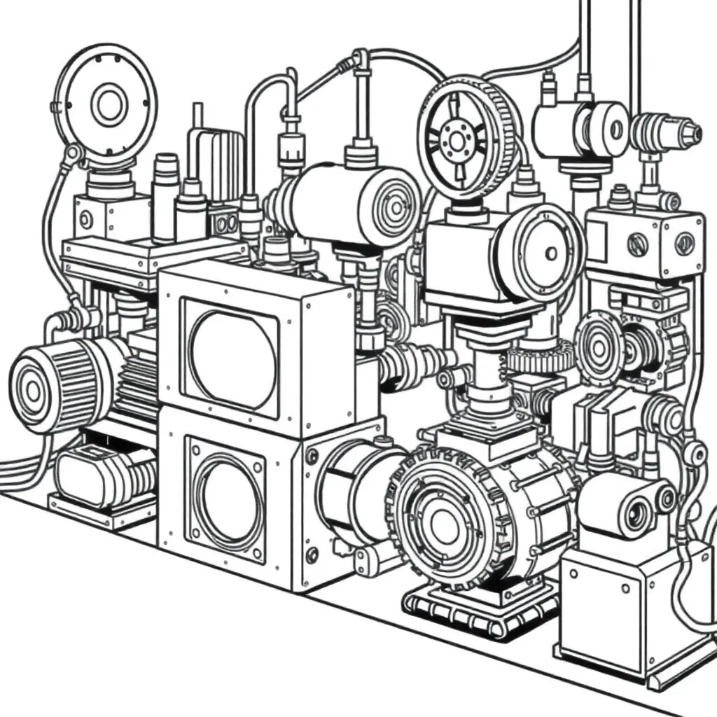 Machines coloring page