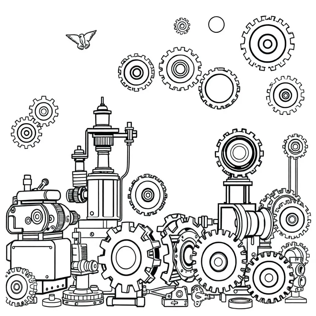 Machines coloring page