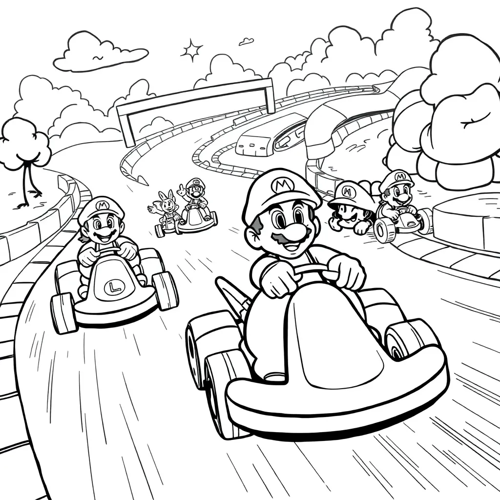 Mario Kart coloring page