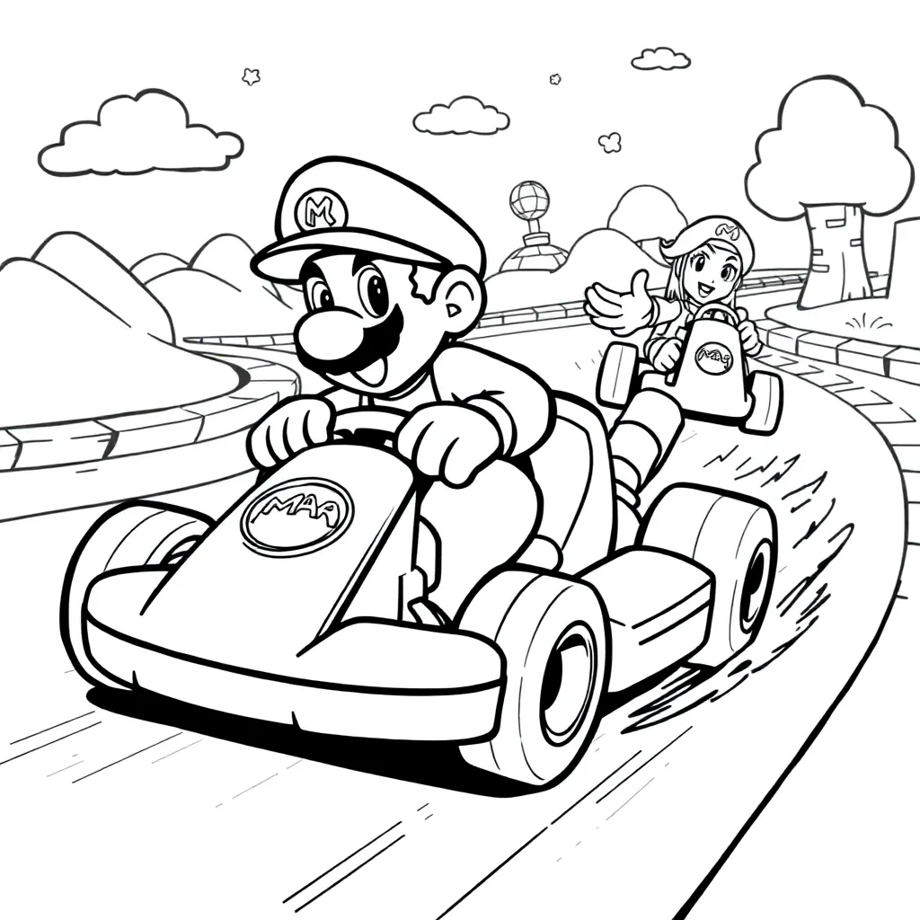 Mario Kart coloring page