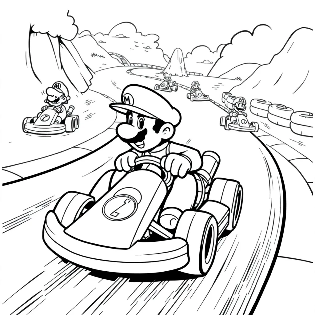Mario Kart coloring page