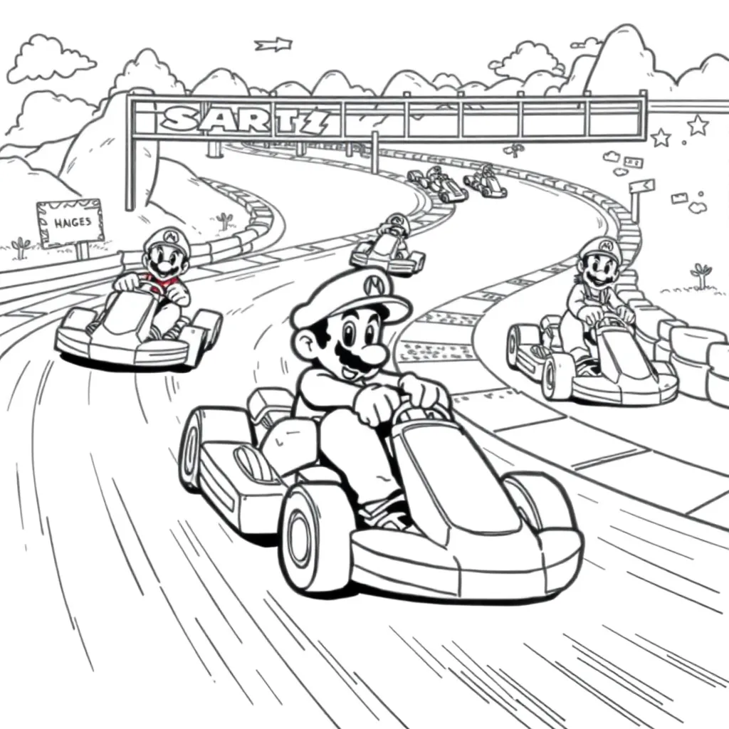 Mario Kart coloring page