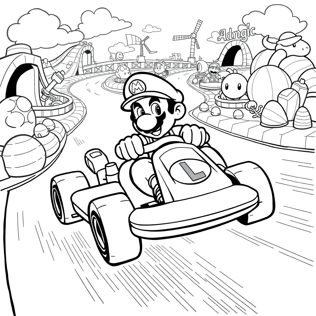Mario Kart coloring page