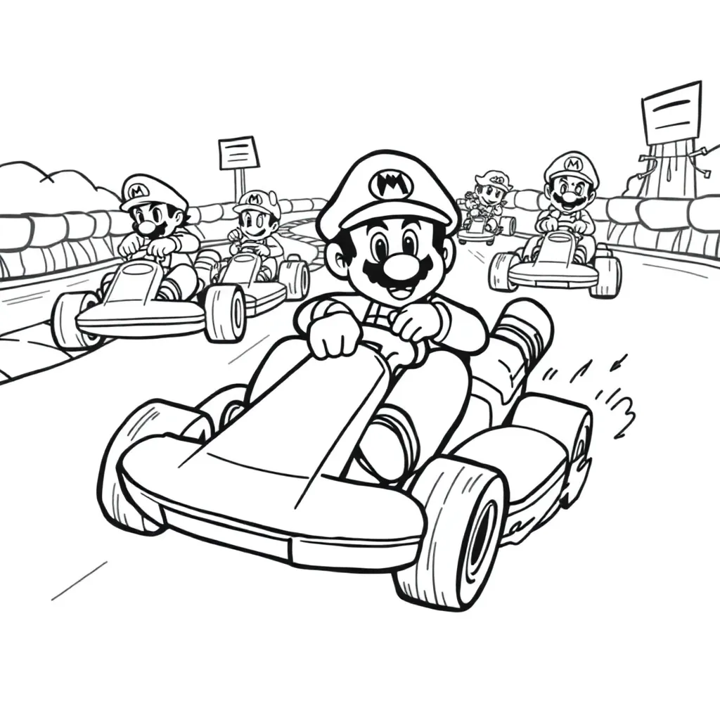 Mario Kart coloring page
