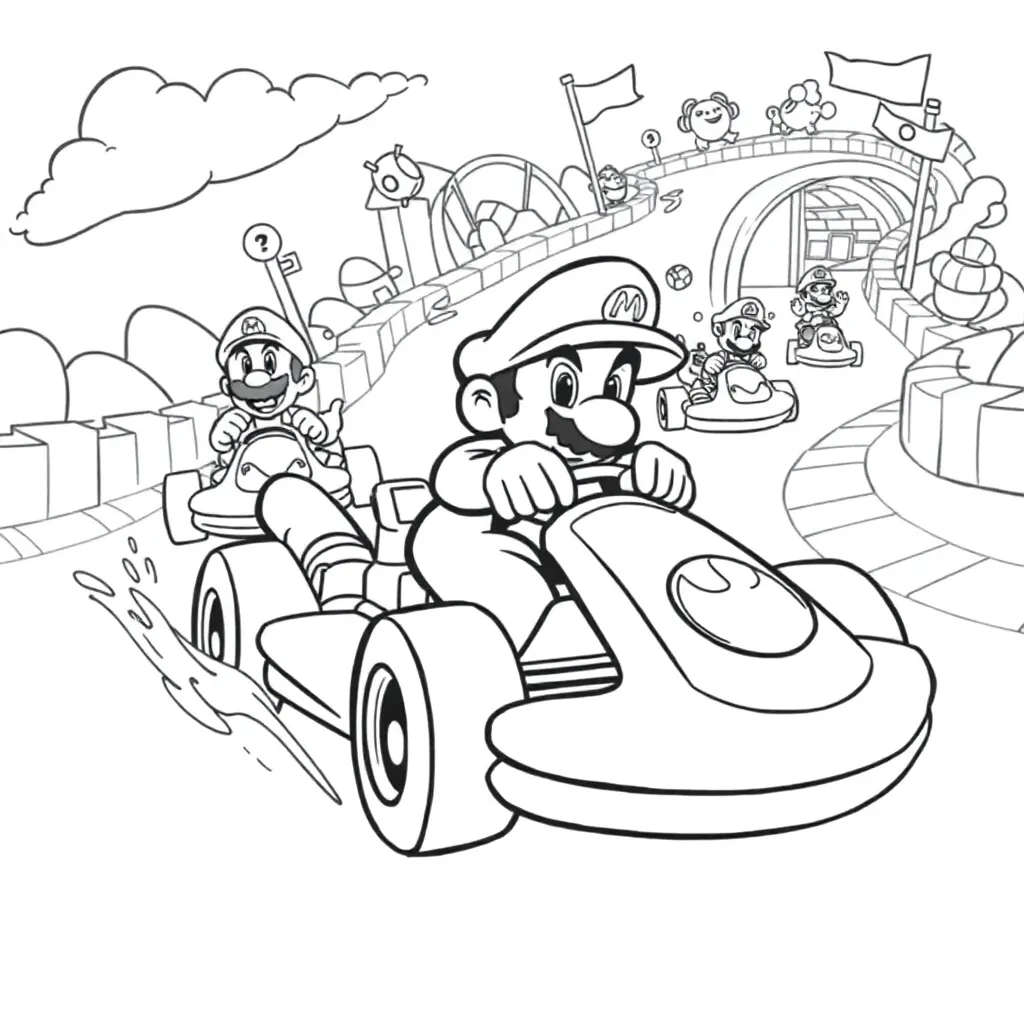 Mario Kart coloring page